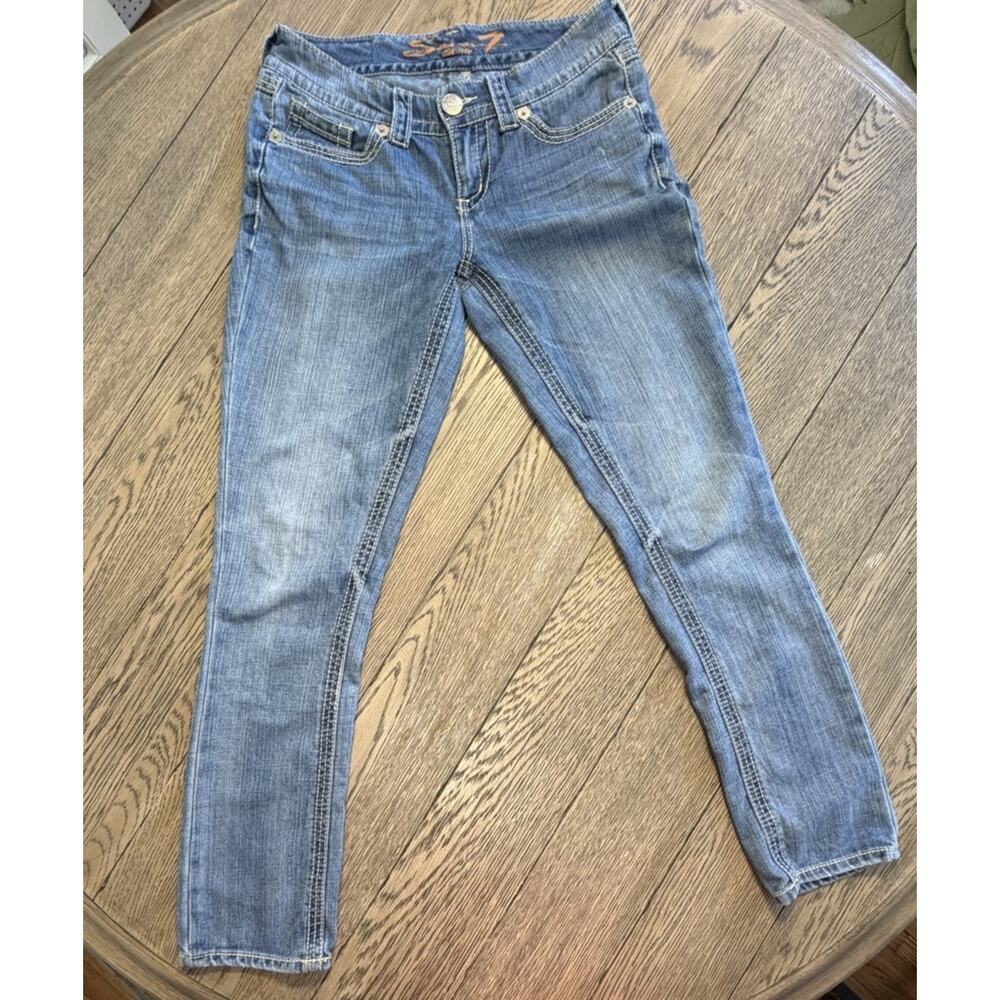 Seven 7 Blue Jeans Slim Straight Fit Premium Denim Mid Rise Size 6 Women’s